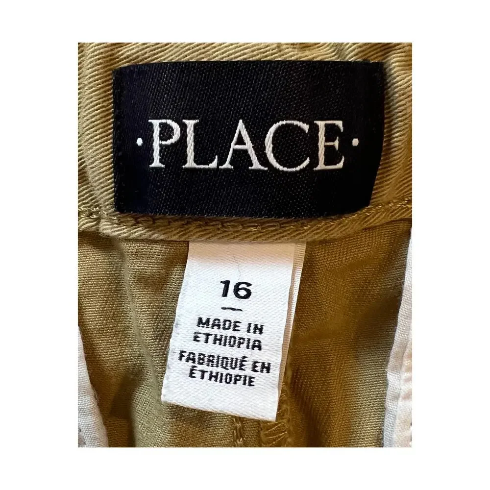 Childrens Place Pants Girls Size 16 Beige Cotton Chino Adjustable Waist Straight